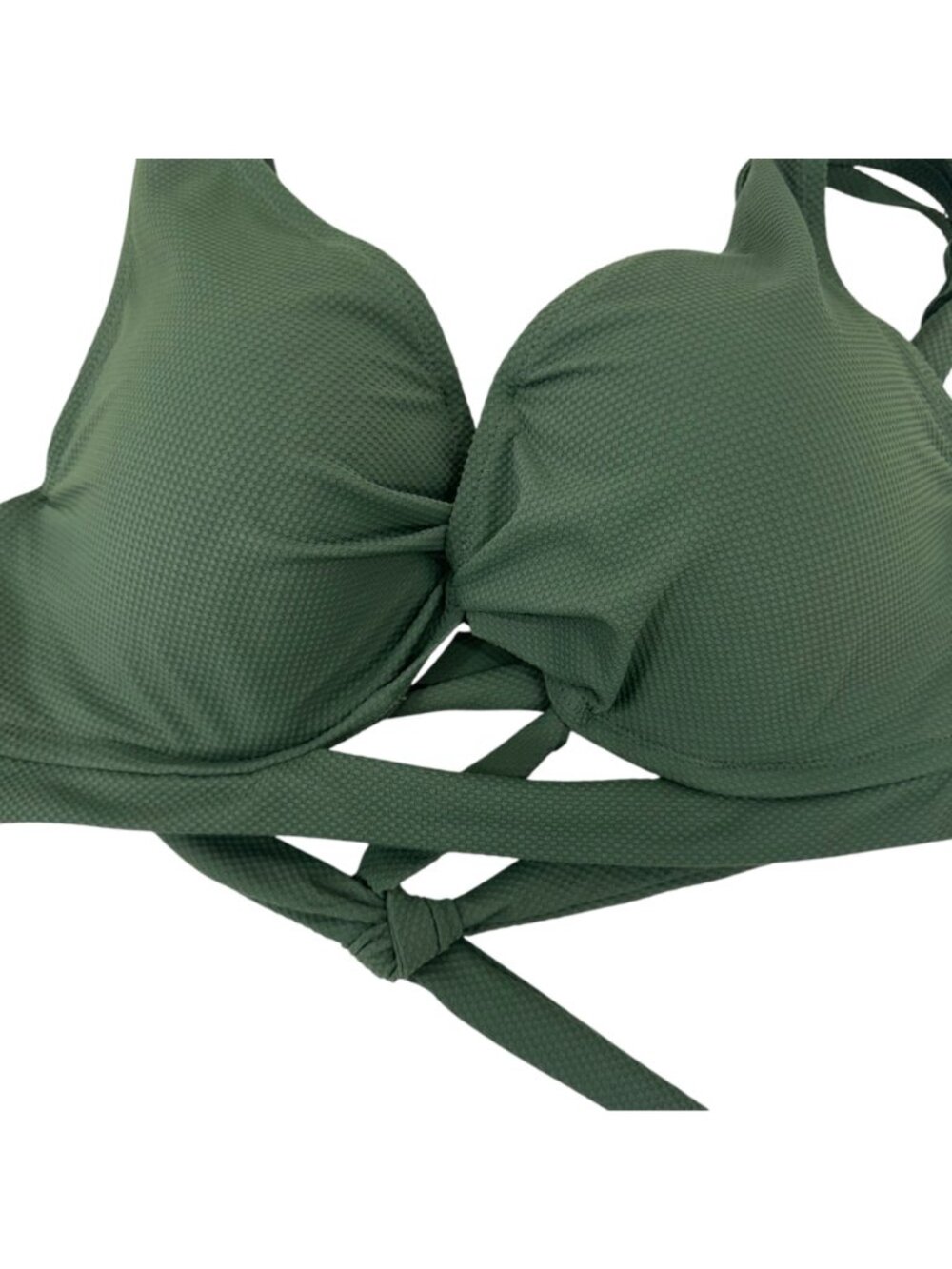 Shade & Shore Womens Green Bikini Top Push-Up Swimwear Size 34DD Back Strappy - Picture 7 of 13